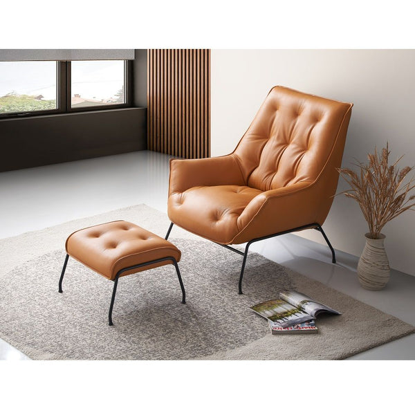 Zusa - Accent Chair & Ottoman - Sandstone