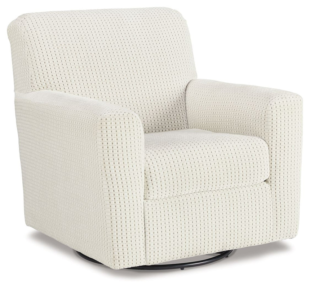 Comfort and class, combined. With its clean lines, open attitude and classic swivel glider design, this accent chair is a great addition to your living room. Along with the 360-degree swivel, it provides an enjoyable sit on a generous seat cushion. The ch