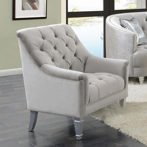 Avonlea - Velvet Upholstered Sloped Arm Chair - Pearl Silver