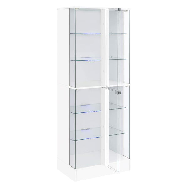 Cabra - 4-Door LED Curio Display Cabinet - White High Gloss