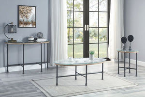 Brantley - Sofa Table - Gray, Dark - 47-"<br/><br/><b>Product Features</b><ul><li>KD</li><li>Water Pipe Style</li><li>Tempered Glass Table Top</li><li>Metal Frame</li><li>Case: 1Pc/1Ctn</li><li>Finish: Clear Glass & Sandy Gray Finish</li><li>Style: Indust