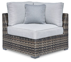  casual outdoor chair will raise the comfort level and visual appeal of your outdoor living space. Made of handwoven wicker in neutral tones of light and dark gray