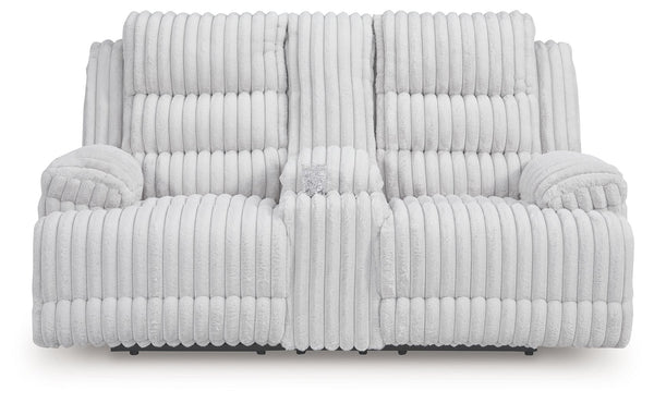 Rhines Falls - Alloy - Double Reclining Power Loveseat With Console