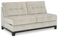 This armless loveseat is made with polyester upholstery. Pairs with other items in the series to make a sectional.<br><br><b>Additional Dimensions</b><br><ul><li>Seat depth: 23-"</li><li>Seat height: 21-"</li><li>Top of cushion to top of back: 17-"</li><l