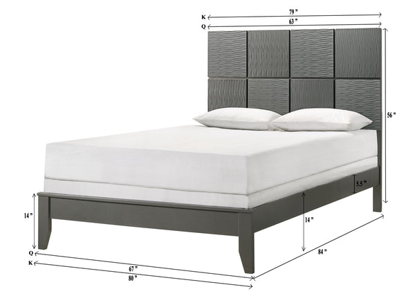 Denker - King 4 Piece Bedroom Set - Gun Metal