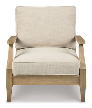  the chairâ€™s eucalyptus wood frame with tapered touches and slat styling is treat
