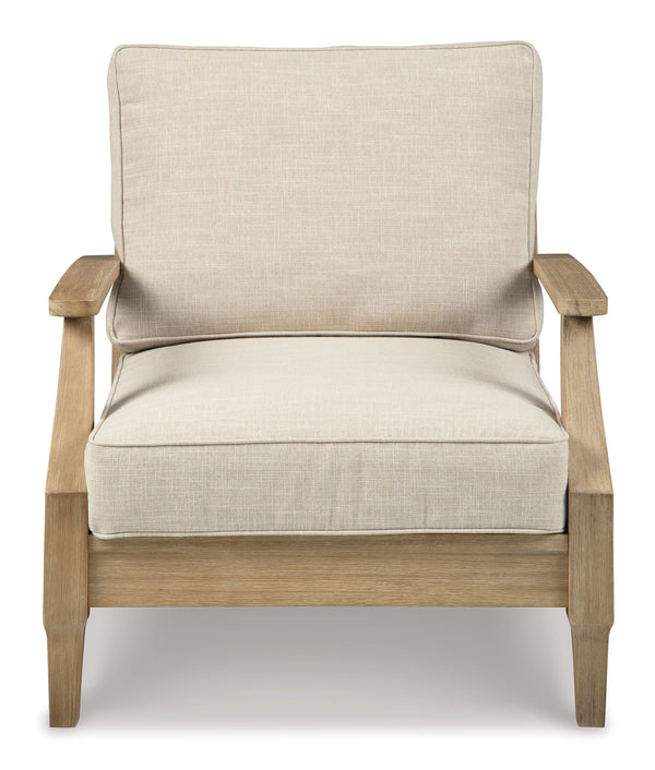  the chairâ€™s eucalyptus wood frame with tapered touches and slat styling is treat
