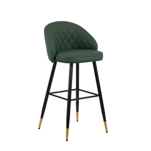 The Oliver Green Faux Leather Bar Chair set combines contemporary style with practical features to enhance any modern space. Each set includes two bar chairs with a sleek, arched back and low profile, offering a chic yet refined aesthetic. Crafted from ec