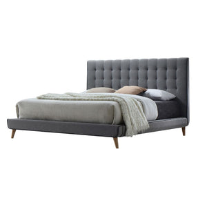 Beautifully crafted and elegantly finished, our Valda Bed is finished with Buttonless tufting and has a soft, plush appearance. Light gray fabric with black welt trim shows your unique taste & makes your bedroom looks more than better. This will be the on