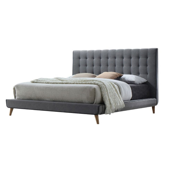 Beautifully crafted and elegantly finished, our Valda Bed is finished with Buttonless tufting and has a soft, plush appearance. Light gray fabric with black welt trim shows your unique taste & makes your bedroom looks more than better. This will be the on