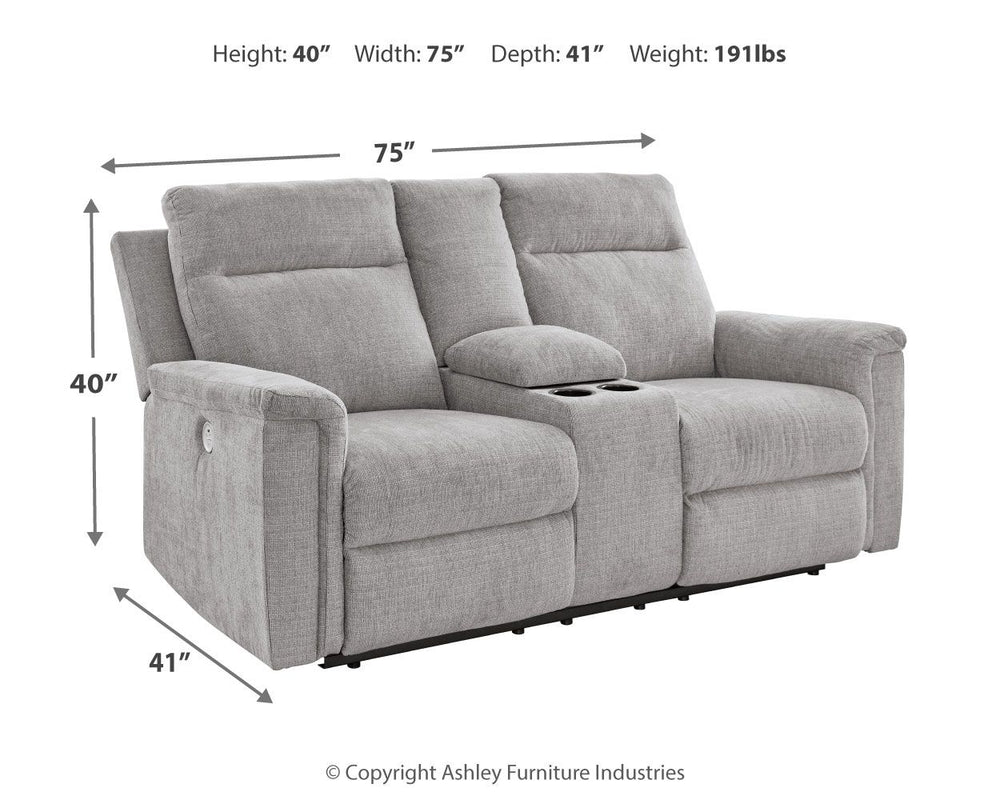 The ability to go from fully upright to relaxed and stretched out, all at the touch of a button, awaits. A beautiful blend of plush upholstery and casual style, this power reclining loveseat with console invites you to sink into ultimate comfort. Easily t