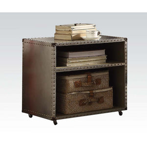  casters and two open storage compartments. The vintage look and clas