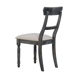  Armless Chair Padded Seat: Light Brown Linen Seat Construction: Wooden Seat Apron