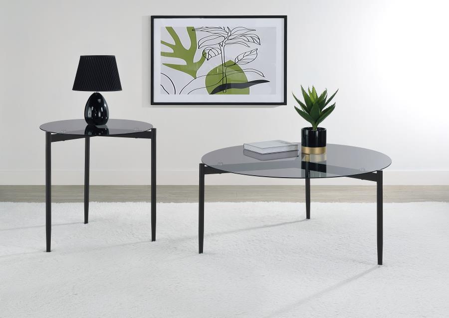 Rosalie - 2 Piece Round Coffee And End Table Set - Gray