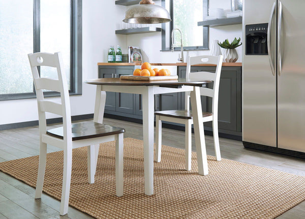  table has arched aprons and chair has pierced ladder