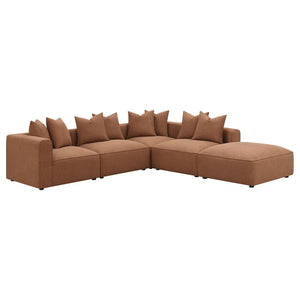 Jennifer - Square Upholstered Ottoman - Terracotta