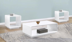 Paseo - 3 Piece Coffee And End Table Set - White High Gloss