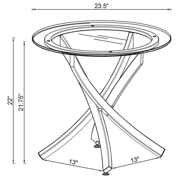 Brooke - Round Glass Top Side End Table Metal Base - Brass