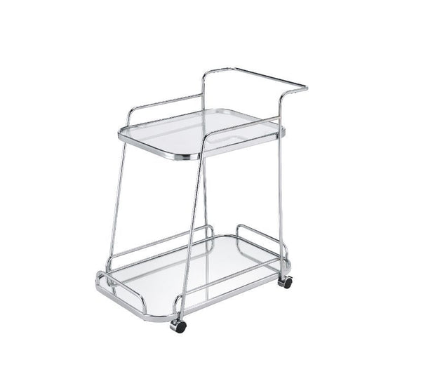 KDâ€¢ 2 Tier Shelfâ€¢ Wheel Stop Included<br/><br/><b>Product Features</b><ul><li>Case: 1Pc/1Ctn</li><li>Finish: Clear Glass & Chrome Finish</li><li>Style: Contemporary</li><li>Materials: Metal, Glass</li></ul><br/>