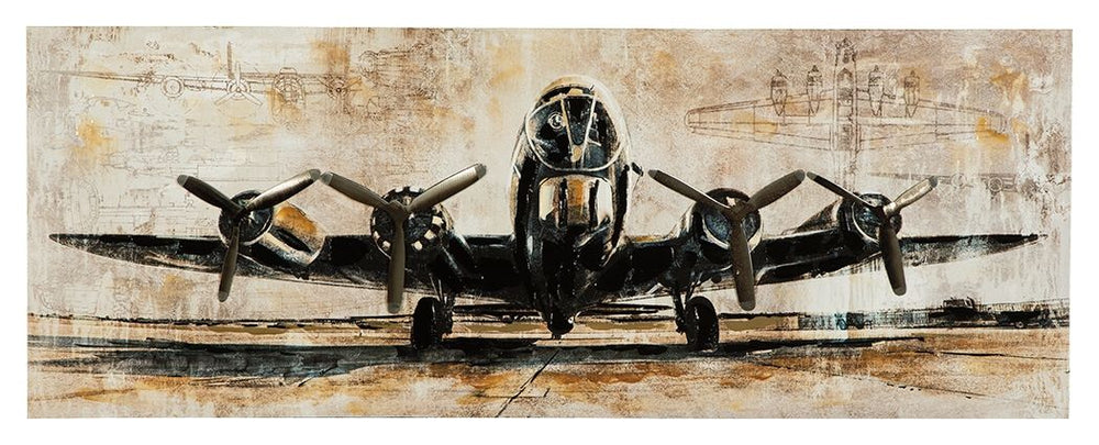 Let retro-cool style take flight with this gallery wrapped wall art. Hand-painted embellishments give its rendering of the Memphis Belle that much more richness and authenticity.<br/><br/><b>Product Features</b><ul><li>Gallery wrapped canvas with metal ac