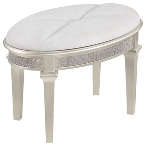 Sleek and sophisticated, this glam stool is the ideal finishing touch for the matching Evangeline vanity desk. Elegantly appointed, it boasts a chic oval shape complete with graceful tapered legs that provide durable support as you primp and prime for the