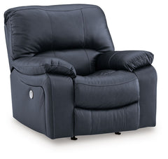 Focus on function. This practical power rocker recliner balances contemporary character and irresistible comfort. Its affordable, expertly matched leather and faux leather upholstery keeps your style up to speed without breaking the bank. Reclining with t
