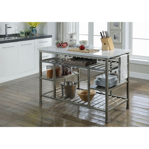 Lanzo - Kitchen Island - Marble & Antique Pewter