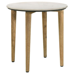 Easy, natural style offers a fresh look to a casual living space as this end table adds low-key yet elegant personality. A rustic feel and warm motif follow this round table crafted in India. Organic materials deliver an earthy aspect to easy-living furni