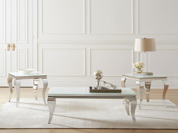 Carone - Square End Table - White And Chrome