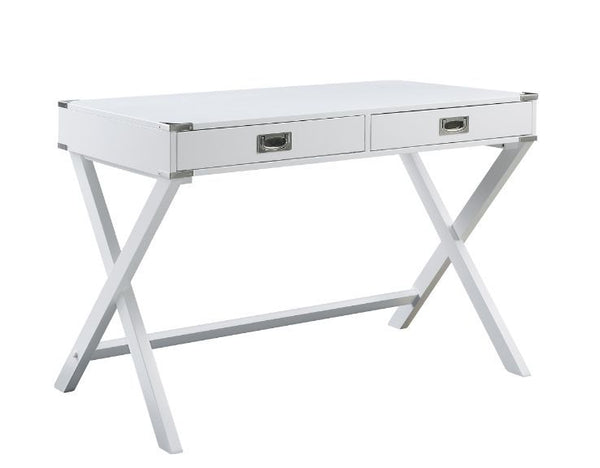 Applied to nearly any office, the Amenia Desk will brighten up your workplace with shiny simplicity and handsome finish. The crossing X base gives this table sturdy support while showcases the openness of the design. The desk has a spacious rectangular to