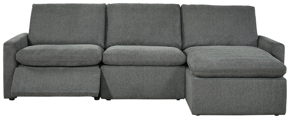 Fit for the comfort seeker in your household, this power sectional has that casually cool sensibility you love. Pillow top cushions with a feather-fiber blend are simply sumptuous. Chic and subtle chenille microfiber upholstery weaves in so much style. <h