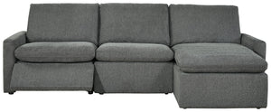  this power sectional has that casually cool sensibility you love. Pillow top cushions with a feather-fiber blend are simply sumptuous. Chic and subtle chenille microfiber upholstery weaves in so much style. <h