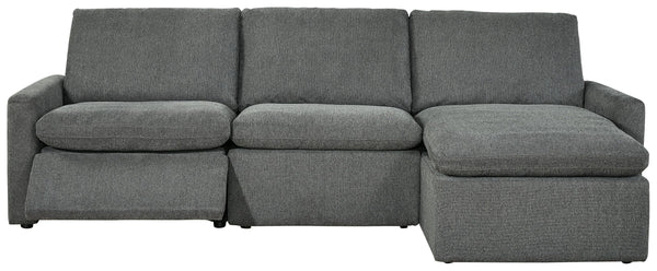  this power sectional has that casually cool sensibility you love. Pillow top cushions with a feather-fiber blend are simply sumptuous. Chic and subtle chenille microfiber upholstery weaves in so much style. <h