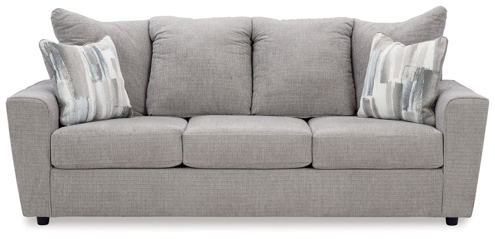 Whatâ€™s new in neutrals? Shades of gray, of course. Embrace the sophisticated design trend with this gorgeous sofa, which offers a clean-lined, contemporary style at a comfortably cool price. Sure to lift your spirits, the plush chenille fabric is fabulo
