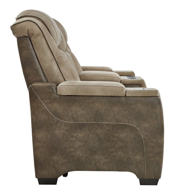 Next-Gen Durapella - Sand - Power Reclining Loveseat With Console/Adj Headrest