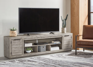  this extra-large TV stand strikes just the right tone for rustic sophistication. Beautifully clean lines are subtly enhanced with relaxed distressing and saw marks for authentic barn wood character. Adding 