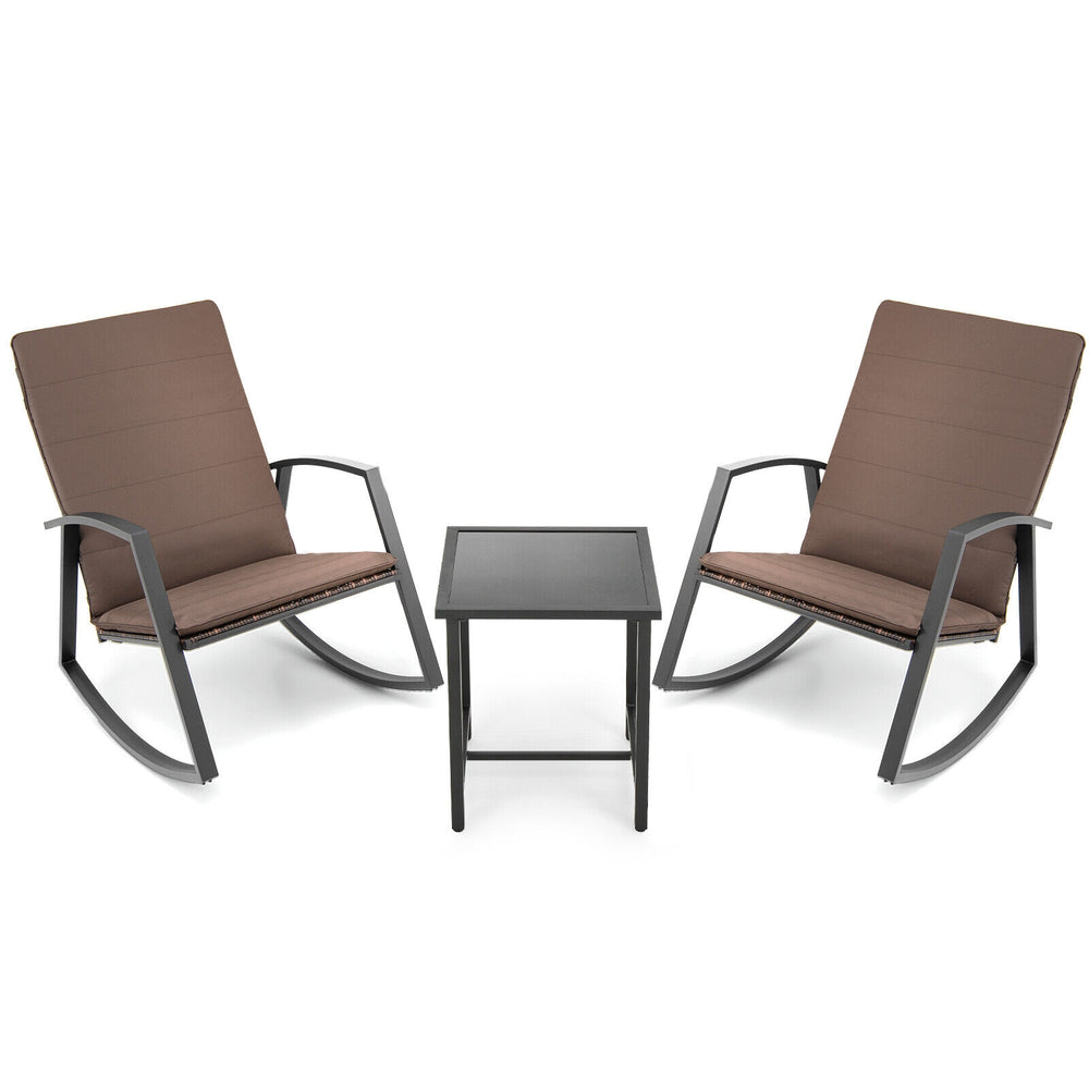 Made of high quality PE rattan and rustproof steel frame  this patio furniture set ensures long-lasting use and requires simple maintenance. Â  Comes with a breathable seat cushion with straps  you can fix or remove it easily. It is worth mentioning that 