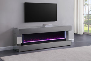 Vallerie - TV Stand With Visual Flame Box - Gray