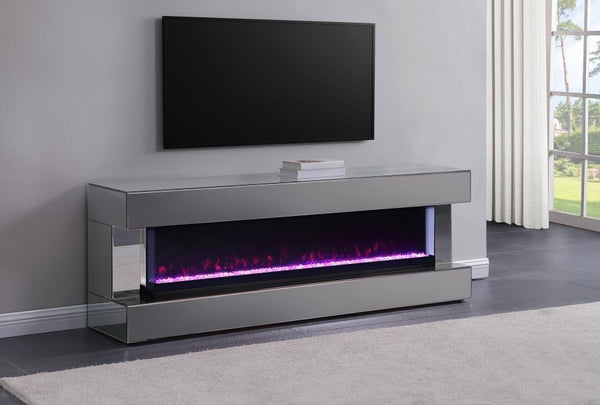 Vallerie - TV Stand With Visual Flame Box - Gray