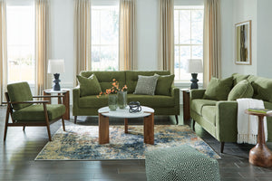 Feed your mid-century modern nostalgiaâ€”with a contemporary twist. A vibrant trend-right hue and comfy feel make this sofa with matching loveseat and chair perfect for lounging solo or with friends and family. Its linear profile adds plenty of fresh styl