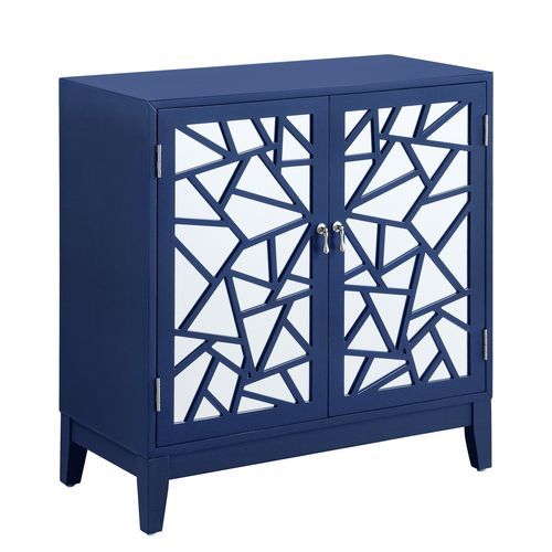 Assembled Rectangular Accent Table w/2 Door Table Top Thickness: 18 mm<br/><br/><b>Product Features</b><ul><li>KD Leg</li><li>Storage: 2 Door Cabinet</li><li>Pattern & Mirror Doors Front</li><li>Magnetic Door Catches</li><li>Case: 1Pc/1Ctn</li><li>Finish: