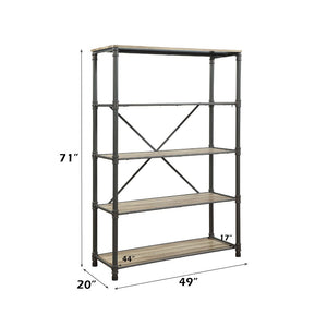 Itzel - Bookshelf - Antique Oak & Sandy Gray - 71"