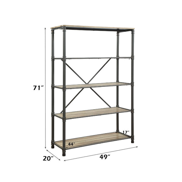 Itzel - Bookshelf - Antique Oak & Sandy Gray - 71"