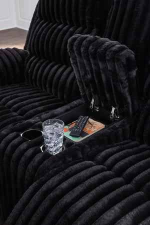 Rhine Falls - Onyx - Double Reclining Power Loveseat With Console