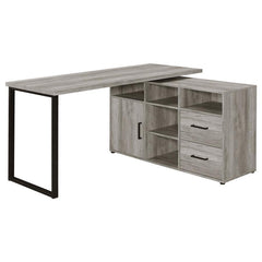 You-'re bound to win the prize for the most organized workspace with this office desk. Its rustic design is enhanced with a sleek geometric style frame. The open design provides a clean and airy appearance. Five open shelves are perfect for displaying dec