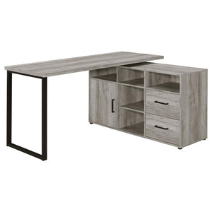 You-'re bound to win the prize for the most organized workspace with this office desk. Its rustic design is enhanced with a sleek geometric style frame. The open design provides a clean and airy appearance. Five open shelves are perfect for displaying dec