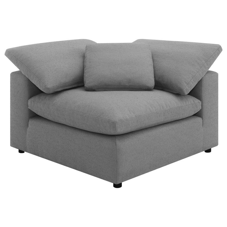 Design a custom configuration for your modular sectional with a modern corner chair. This foundational piece features neutral water-resistant boucle upholstery for an on-trend look and feel that works in a variety of homes and living spaces. The corner ch