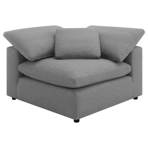 Design a custom configuration for your modular sectional with a modern corner chair. This foundational piece features neutral water-resistant boucle upholstery for an on-trend look and feel that works in a variety of homes and living spaces. The corner ch