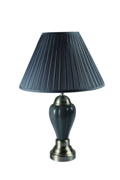 Lamp Sets<h4><b>Satin Nickel - Porcelain Lamp - Gray</b></h4> <table width="100%"><colgroup><col style="width: 30%"> <col style="width: 70%"> </colgroup> <tbody> <tr> <td>Dimensions</td> <td> 17.00"L x 17.00"D x 27.00"H</td> </tr> <tr> <td>Weight</td> <td