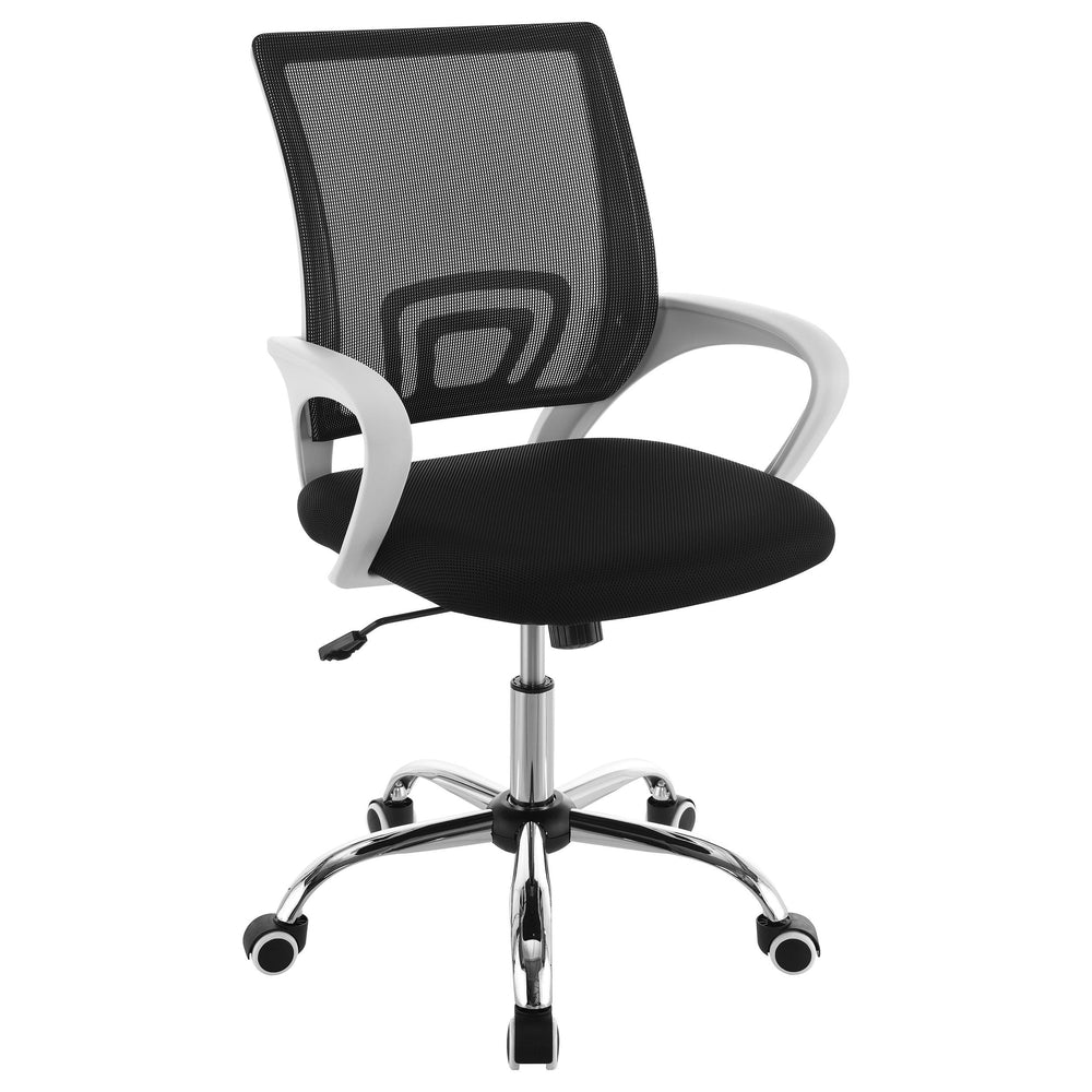 Bring modern precision and design to your workspace with a modern office chair. Complete with a swivel seat that adjusts for your comfort, the chair offers comfortable seating for all-day productivity. Suited to home and professional spaces, it includes a